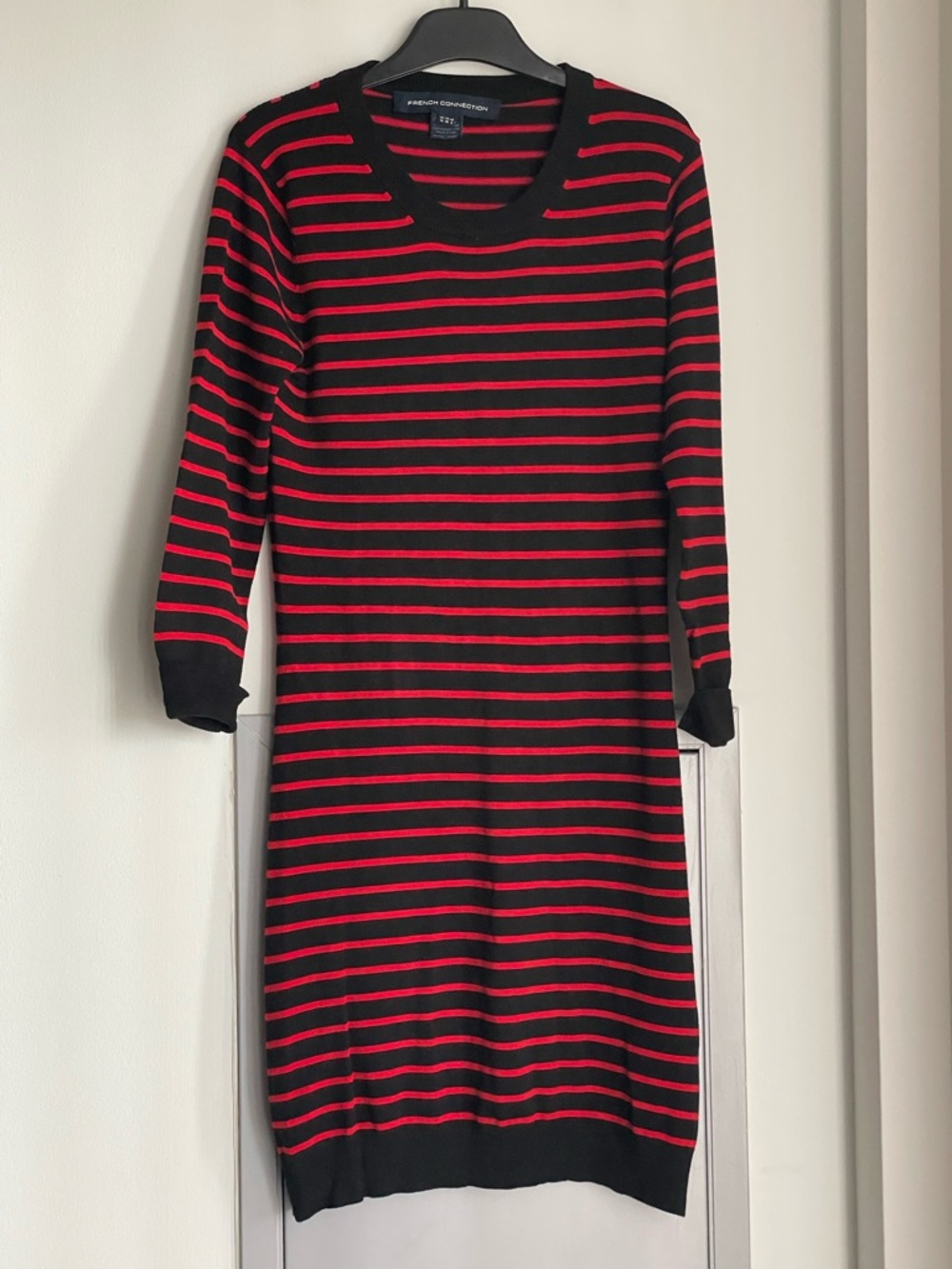 NWOT FRENCH CONNECTION Red and Black Striped Knit Dress